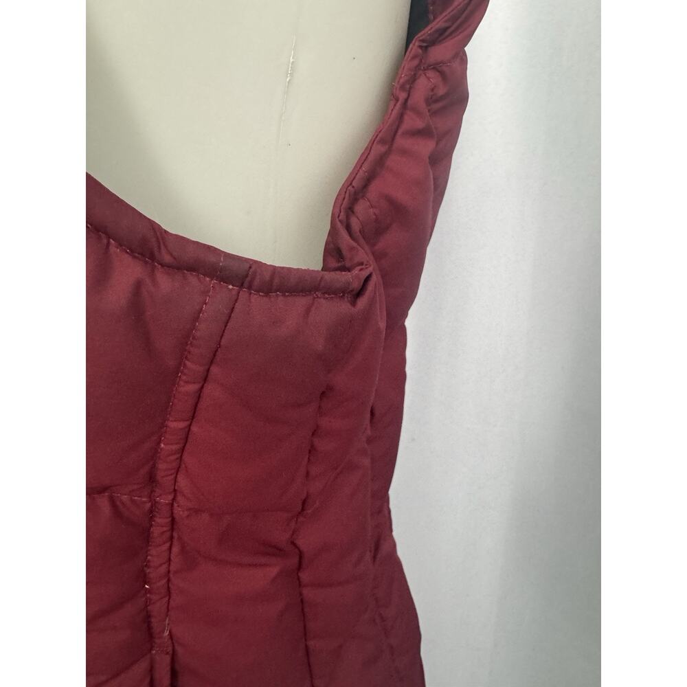 Eddie Bauer Vest Womens Small Maroon Goose Down Faux Fur Collar Zip Ski Lodge - Picture 4 of 14